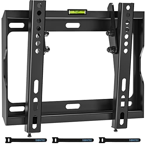 Image of BONTEC Low Profile TV Wall Mount Bracket for 17-45 inch LED LCD OLED Plasma TVs, Ultra Slim Tilt Design, Max VESA 200x200mm, Holds Up to 30kg, Bubble Level & Cable Ties Included