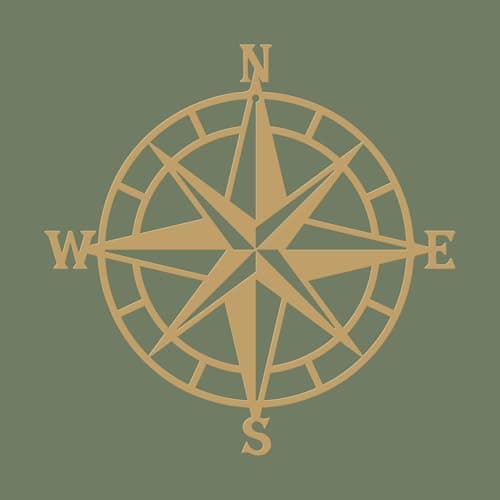 Image of ESTART 28CM Metal Decorative Nautical Compass Wall Decor, Living Room Bedroom Office Porch Garden Patio Signs Wall Hanging Art Beach Theme Home Decoration (Gold)