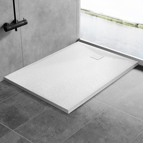 Image of AQUARA 1200 x 900mm Shower Tray, Slip-Resistance Walk in Shower Trays with Shower Waste, Stylish and Durable Base for Shower Enclosure, White