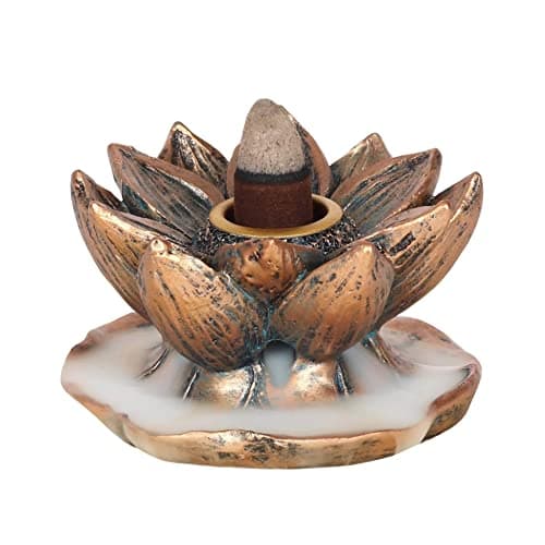 Image of Stunning Bronze Lotus Backflow Incense Burner - 4.5cm x 7.5cm (1 Pc.) - Artistic Décor - Perfect Relaxation Experience
