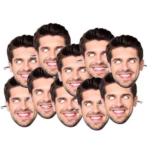 Image of Personalised Face Masks - Add Your Own Photo, Ready To Wear Party Masks, Ultra Realistic Masks, Custom kits For Hen Do, Stag Do, Birthday Party & Fun Events (Ready to Wear)