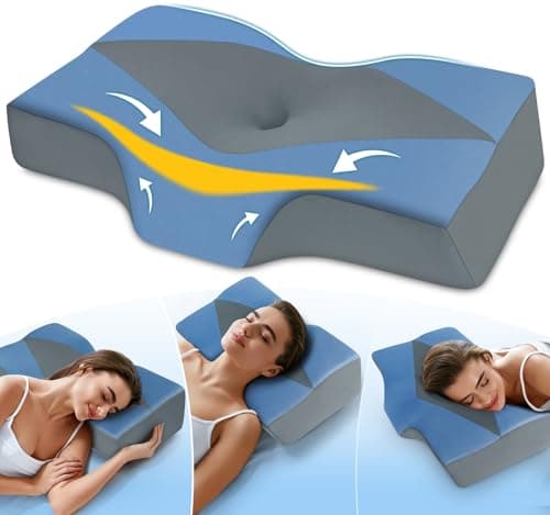 Image of Hydomi Cervical Memory Foam Pillow for Neck and Shoulder Pain - Adjustable Orthopedic Pillow with Hollow Design - Bed Bolster Pillow with Cooling Washable Cover for Side, Back & Stomach Sleepers