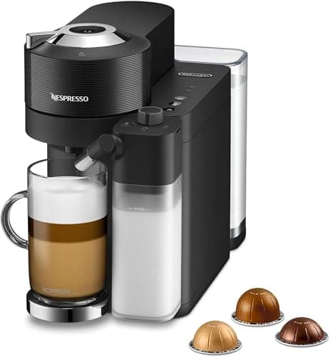 Image of De'Longhi Nespresso Vertuo Lattissima ENV300.B, Automatic Coffee Machine with Automatic Milk Frother, Single-Serve Capsule Coffee Machine, 5 Cup Sizes, 1500W, Matt Black & Glossy