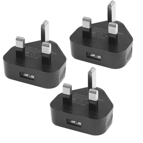 Image of Security-01 3-Pack USB Charger Plug, 5V 1A 5W AC to DC Power Supply Adapter, compatible with IP camera, Tablets, MP3 players, E-Readers, Smartphones, Power tools and more, Black