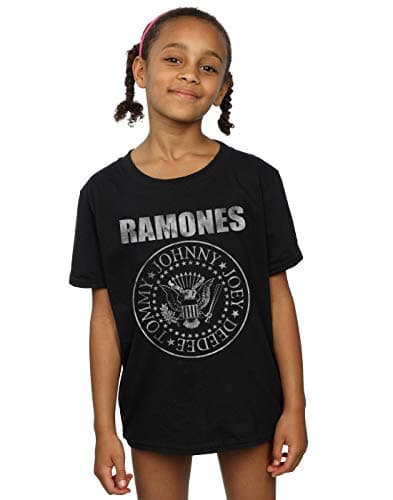 Image of Ramones Girls Distressed Seal T-Shirt 12-13 Years Black