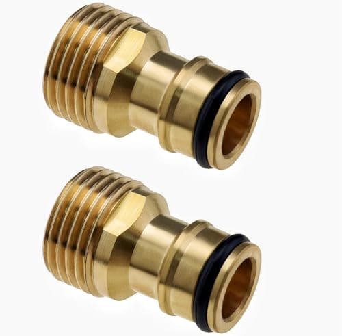 Image of 2 Pcs Brass Garden Hose Tap Connector,1/2 inch Brass Male Threaded Tap Connector for Hose Pipe,Copper 1/2" Hose Connector Male Watering Fittings for Threaded Faucet Adapter Quick Connector