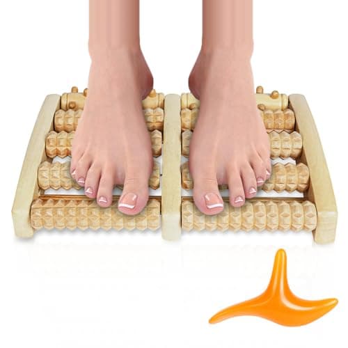 Image of ACWOO Foot Massager Roller, Dual Wooden Foot Roller for Plantar Fasciitis Relief, Pain & Circulation, Acupressure Massager Tool for Heel Arch, Reflexology Tool, Relaxation Gifts for Women and Men