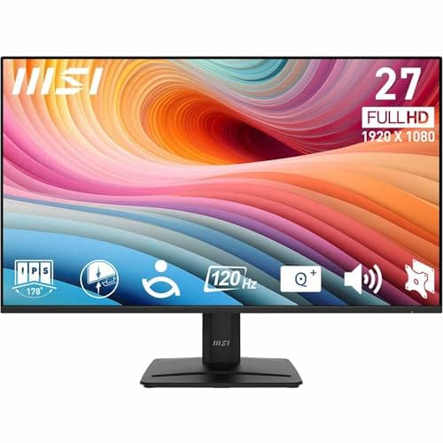 Image of MSI PRO MP275 E2 27-Inch FHD Office Monitor - 1920 x 1080 IPS Panel, 4-Sided Frameless, 120 Hz Refresh Rate, Eye-Friendly Screen, Built-in Speakers, Tilt-Adjustable - HDMI 2.0, DP (1.2a), D-Sub (VGA)