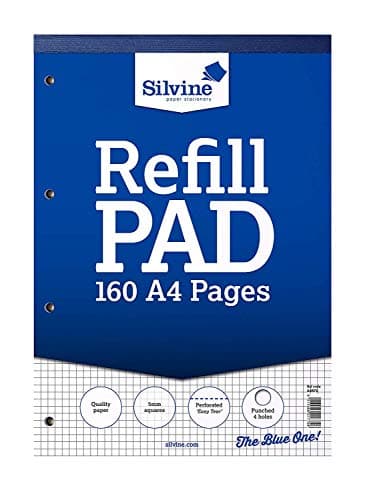 Image of 2 x A4 Refill Pad - Ruled 5mm Squares, 160 Pages of 75gsm Paper. Ref A4RPX (210 x 297mm)