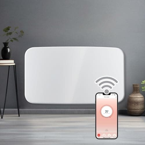 Image of Futura 1500W Curved White WiFi Smart App Control Electric Radiator Heaters for Home, Electric Heater Setback Timer, Lot 20 & Advanced Thermostat Control, Electric Radiators Wall Mounted Only