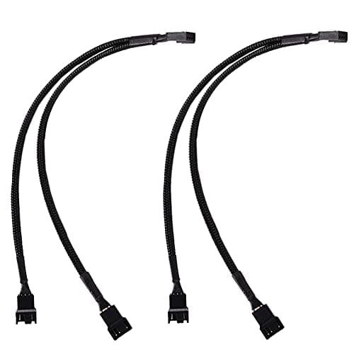 Image of Ainkou 2 PCS PWM Fan Splitter Cable PC Fan Extension Cable Fan Power Adapter (Black Sleeved Braided)