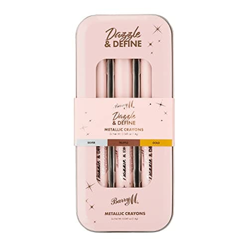 Image of Barry M Dazzle & Define Metallic Crayons, Shade Metallic Neutrals | x3 Eyeshadow Pens in Silver, Gold, Brown