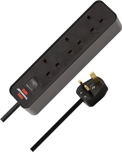 Image of Brennenstuhl Ecolor, 3-Gang Extension Lead (Switch and 1,5m Cable - 90° Angle of sockets) Black