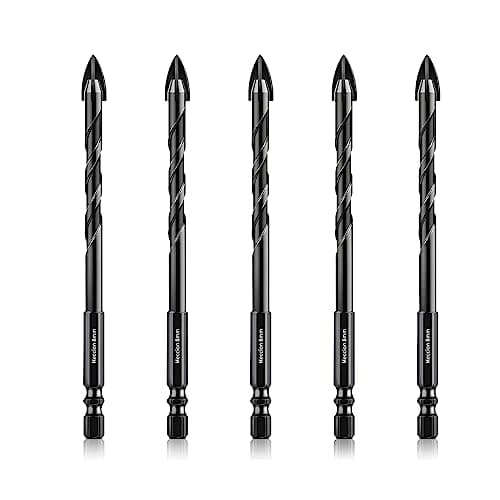 Image of Meccion Tile Drill Bit 8mm x 5Pcs Professional Cross Tungsten Carbide Tip Drill Bits for Tile, Brick, Glass, Porcelain, Plastic, Wood, Cement, Mild Metal