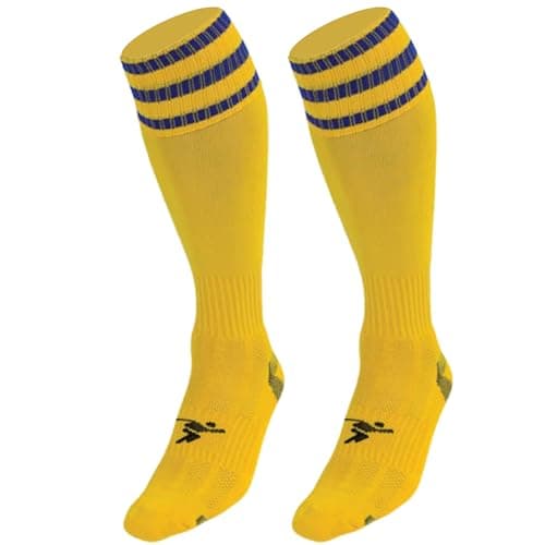 Image of PT 3 Stripe Pro Football Socks Boys Yellow/Royal