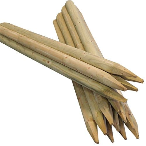 Image of Suregreen Round Fence Posts | 1.8m (6ft) x 60mm | 5 Pack | Green Treated Stakes