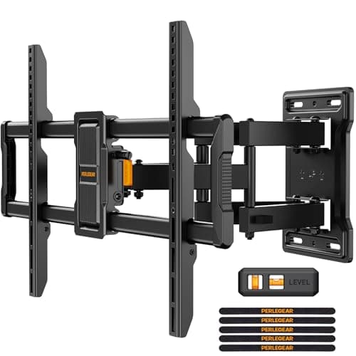 Image of Perlegear TV Wall Bracket for 42–86 Inch Flat/Curved TVs up to 60 kg, Tilt and Swivel Wall Brackets with Dual Arms, Full Motion TV Wall Mount Max VESA 600x400mm, PGLF12