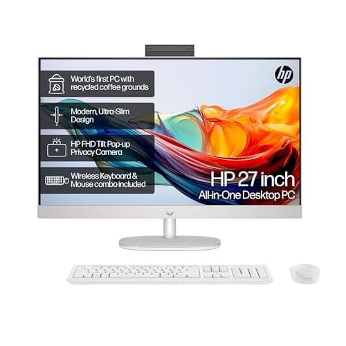 Image of HP 27” All-in-One Desktop PC | AMD Ryzen 7 7730U Processor | 16 GB RAM | 512 GB SSD | AMD Radeon Graphics | FHD IPS Anti-Glare Display | Windows 11 Home | Dual Speakers | Shell White | 27-cr0000sa