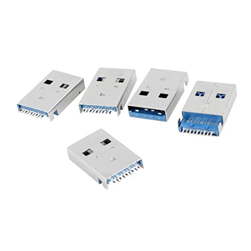 Image of sourcing map 5 Pieces USB 3.0 Male Plug Jack Socket Connector Shielded 180 Degree 9 Pin USB Type A Connector