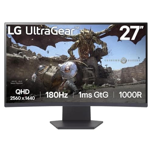 Image of LG UltraGear Curved Gaming Monitor 27GS60QC, 27 inch, 1440p, 180Hz, 1ms Response Time, VA Panel, AMD FreeSync, Smart Energy Saving, DisplayPort, HDMI