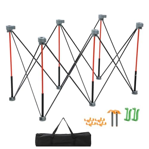 Image of TOPWAY Portable Folding Workstand 123x65x77cm, 6 Steel Struts, 800kg Capacity, X-Cups, Clamps, Hooks, Carry Bag, Woodworking Construction Table Workbench Support Sawhorse