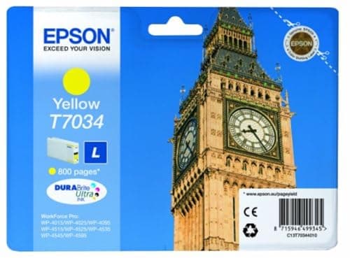 Image of Epson T7034 Big Ben Yellow Genuine, Ink Cartridge DuraBrite Ultra