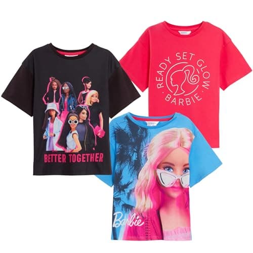 Image of Barbie Girls 3 Pack T-Shirts 11-12 Years Pink