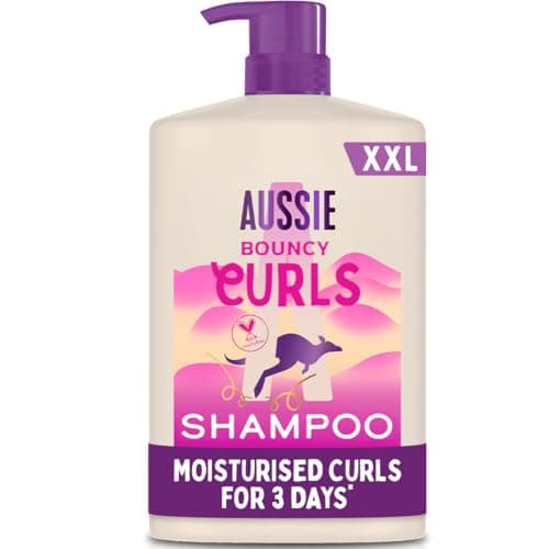 Image of Aussie Bouncy Curls Shampoo 1000ml. Gentle Cleansing and Moisture for Waves, Curls and Coils with 48H Anti-Frizz Effect. Infused with Australian White Strawberry. Sulphate-Free, Vegan and Cruelty-Free