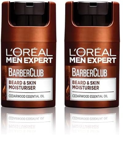 Image of L'Oréal Men Expert Barber Club Short Beard and Face Soothing Moisturiser, Non-Greasy, Paraben Free, 50ml (Pack of 2)