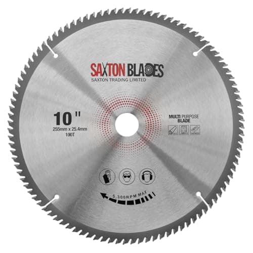 Image of TCT255100TTCG254B Saxton TCT Circular Saw Blade 255mm x 100T x 25.4mm Bore Aluminium Laminate Hardwood fits Evolution