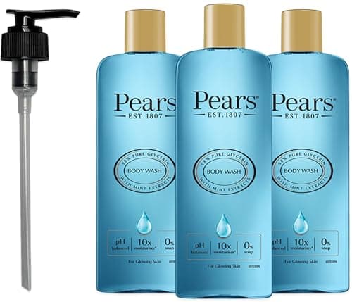 Image of Pears Pure & Gentle Body Wash with Fresh Mint Extract 250ml 3 Pack + Pump
