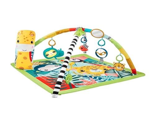 Image of Fisher-Price 3-In-1 Rainforest Sensory Gym & Baby Play Mat | Baby Play Gym Mat for Newborn to Toddler with Light Up Musical Sloth, Toys and Comfy Jungle Gym Playmat Toys | Playmats & Floor Gyms, HJW08