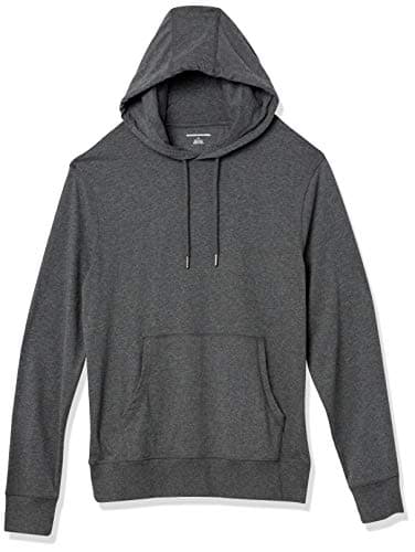 Image of Amazon Essentials Men's Lightweight Jersey Pullover Hoodie, Charcoal Heather, XXL