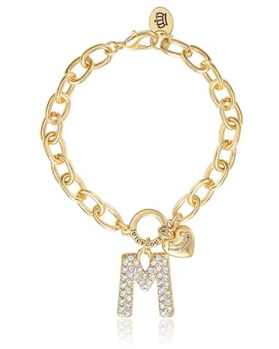 Image of Juicy Couture 7.5" Bubble Initial M Charm Bracelet