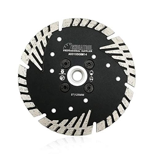 Image of SHDIATOOL Diamond Cutting Blade with Turbo Slant Protection Teeth 125mm / 5 Inch for Concrete Tile Granite Marble Masonry Brick