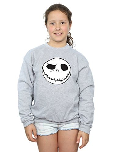 Image of Disney Girls Nightmare Before Christmas Jack's Big Face Sweatshirt 9-11 Years Sport Grey
