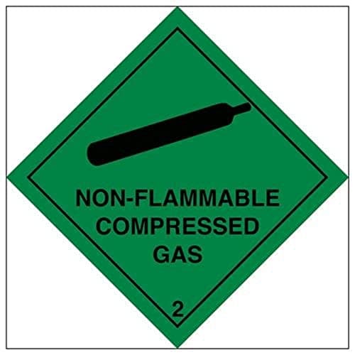 Image of V Safety Non-Flammable Compressed Gas Warning Hazard Diamond Sign - 100mm x 100mm - Self Adhesive Vinyl