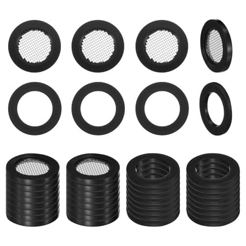 Image of 40 Pcs Shower Head Filter Gasket, 3/4" Universal Rubber Washers & Stainless Steel Mesh, 20 Rubber Washers Plumbing and 20 O-Ring Stainless Steel Water Hose Gasket for Faucet Hose Seal Ring Connection
