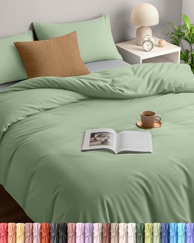 Image of Utopia Bedding Duvet Cover Double - Soft Microfibre Polyester Duvet Cover with Pillow cases - Bedding Quilt Cover Set (Sage)