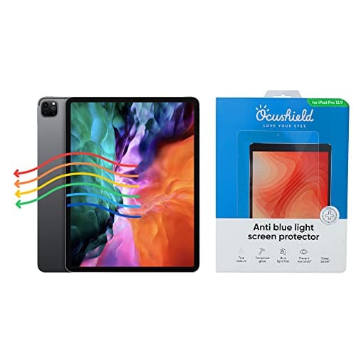 Image of Ocushield Anti Blue Light Screen Protector for iPad Pro 12.9" (2018-2022) - 9H Tempered Glass Filter Blocks UV & Blue Light, Anti-Glare, Anti-Bacterial, Designed by UK Optometrists