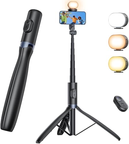 Image of ANXRE 172cm/67.7" Phone Tripod with Light, NT99 Selfie Stick for Cell Phone＆Camera, Photography Lighting Stand for Filming Video Recording, Selfie Stick Tripod Compatible with Smartphone Camera Gopro