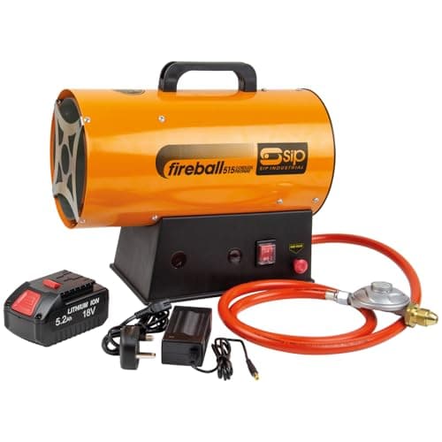 Image of SIP FIREBALL 515 Propane Gas Heater, Cordless Battery Powered, 15kW / 51,182 BTU/hr, 12,181ft³ Heating Area