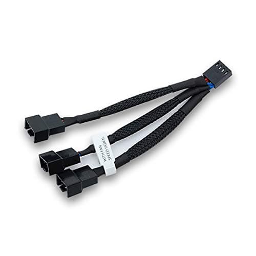 Image of EK Water Blocks EK-Cable Y-Splitter 3-Fan PWM Cable with Sleeve 10cm, Black