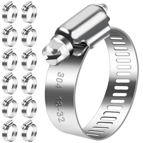 Image of Bolatus Hose Clips 18-32 mm, 12 Pcs Hose Clamp Stainless Steel 304 Adjustable Screw Clamps, 7 Sizes Pipe Clamps Assortment for Pool, House Gas Pipe, Garden Hose