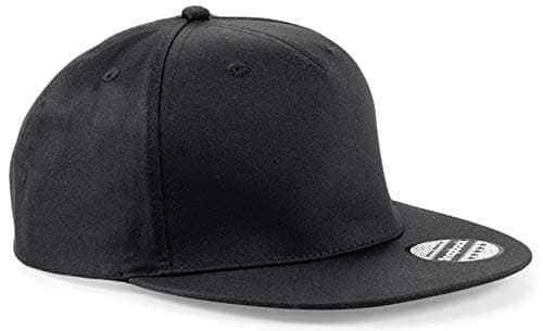 Image of WM SPORTS Personalised Snapback Rapper Baseball Caps Customised Rapper Adults Cap Printed Hip Hop Caps/Hats with Text/Name or Logo or Plain (Black)