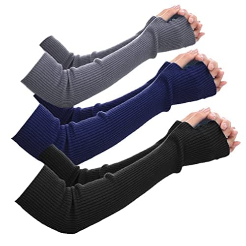 Image of Novawo Wool Blend Warm Arm Warmers Long Fingerless Gloves for Women