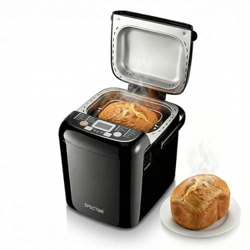 Image of Spector Compact Bread Maker Machine, 1.2lb Small Breadmaker with 15-Hour Delay Timer, Low Noise DC Motor, 3 Crust Settings, Non-Stick Pan, Gluten-Free, Sourdough