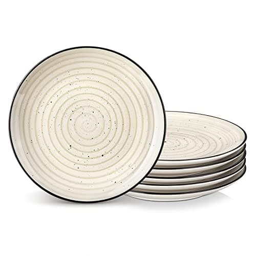 Image of vancasso Bonbon Beige Dessert Plate Set of 6, Handpainted Side Plate in Rustic Look Tableware, 7.5 inch Side/Salad/Fruit/Snack Plate(19.4 * 19.4 * 2.5cm)