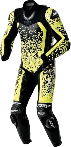 Image of RST Pro Series D3O Airbag Perforated 1-Piece Motorcycle Leather Suit, Fluo Yellow/Black/Neon Yellow, 54