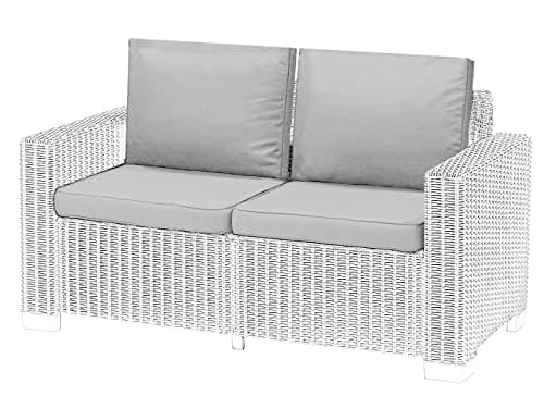 Image of Replacement Seat Cushion Pads for Keter Allibert California Rattan Outdoor Furniture - 1,2 or 3 Seater Water Resistant Rattan Patio Set Sofa Cushions Pads (2 Seater - 4 Pieces, Grey)
